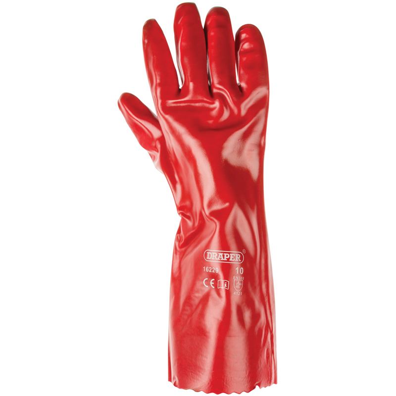 1 x pair Draper red pvc Gauntlets - 400mm - 16229