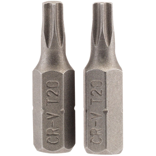 1x Pair of Draper T20 1/4" Hexagonal TX-Star Insert Bit - 25mm Long - 66430