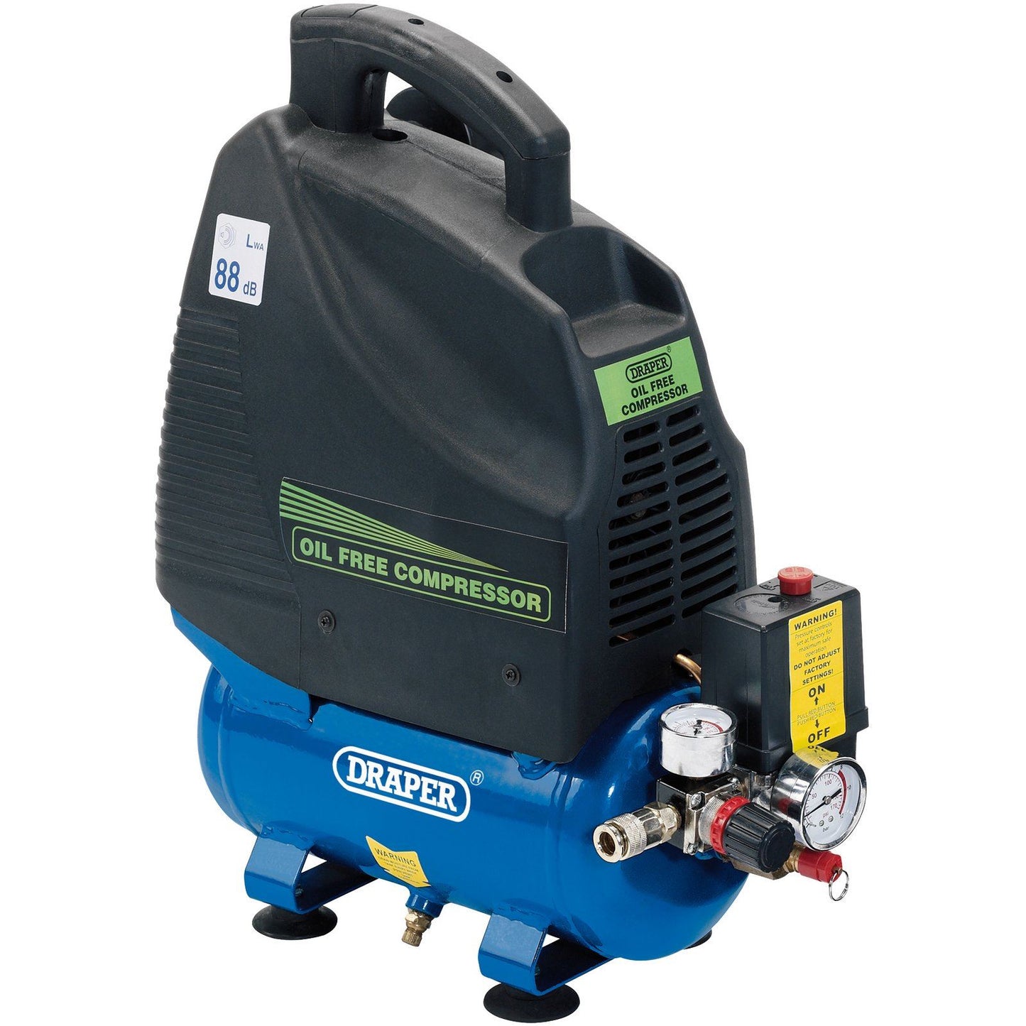 Draper Tools / Workshop 6L 230V 1.1Kw (1.5HP) Oil-Free Air Compressor - 24974