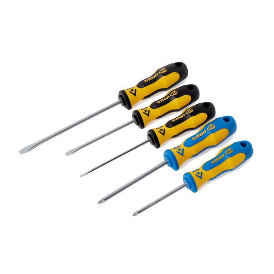 CK Tools Triton XLS Screwdriver - 5 Piece Set SL/PH contains Slotted parallel 4x100, Slotted flared 5.5x100, 6.5x150 PZ1x75, PZ2x100 - T4727