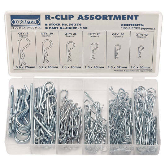 Draper R-Clip Assortment (150 Piece) HAIRP/150 - 56376