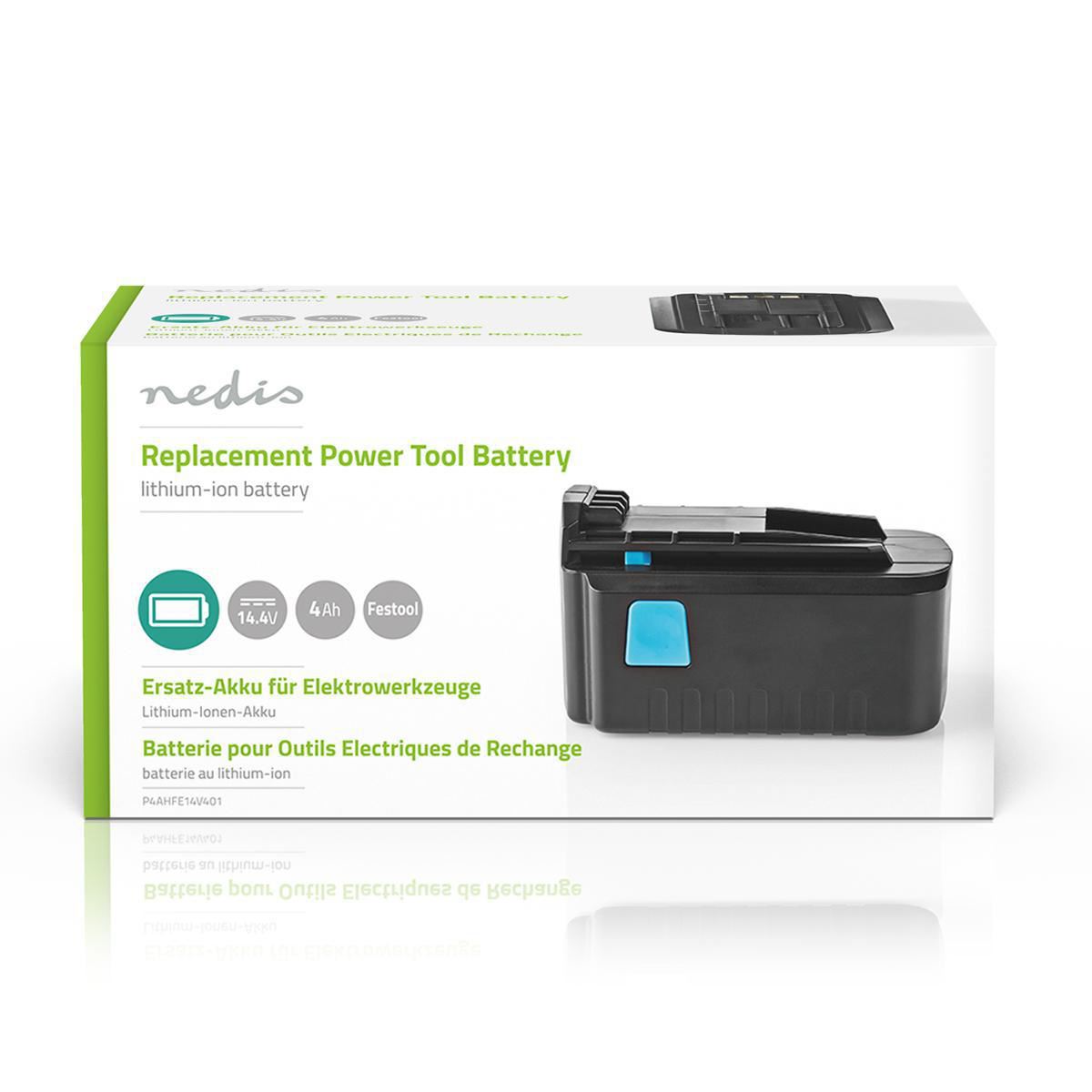 Nedis Power Tool Battery Li-Ion 14.4V 4Ah 57.6Wh Replacement for Festool