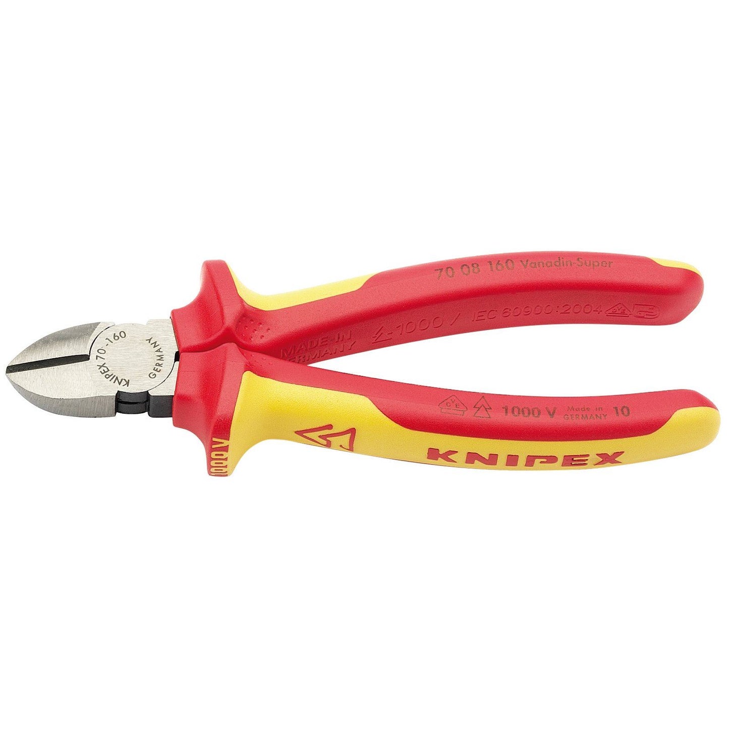 Knipex 70 08 160 VDE Fully Insulated Diagonal Side Cutters 160mm - Draper 31926