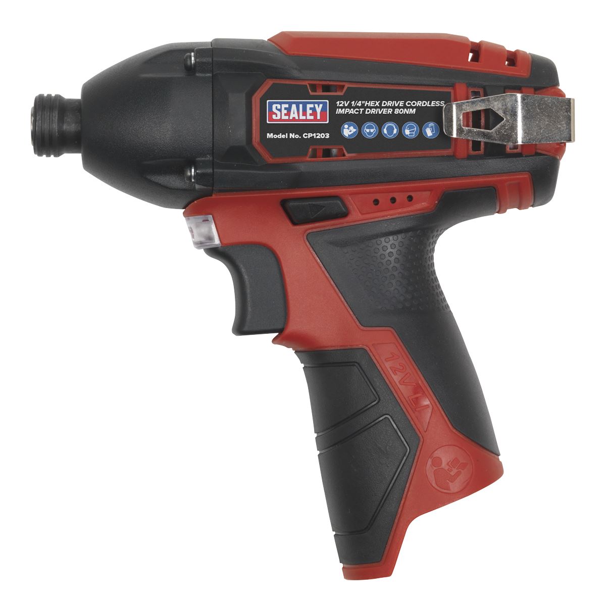 Sealey Cordless Impact Driver 1/4"Hex Dr 80Nm 12V Li-ion- Body Only CP1203