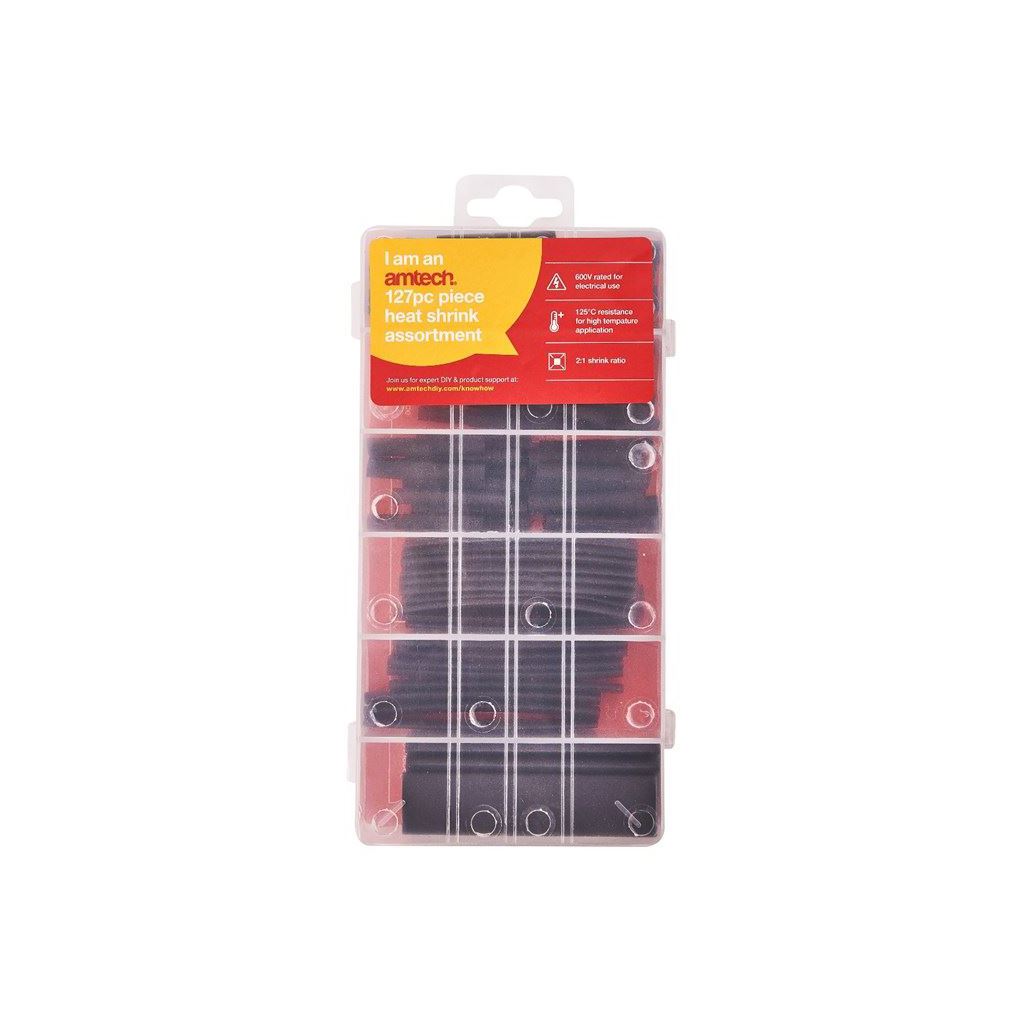 127x Black Heat Shrink Tubing Wire Electrical Assortment Sleeving Tube Kit/Set - S6205