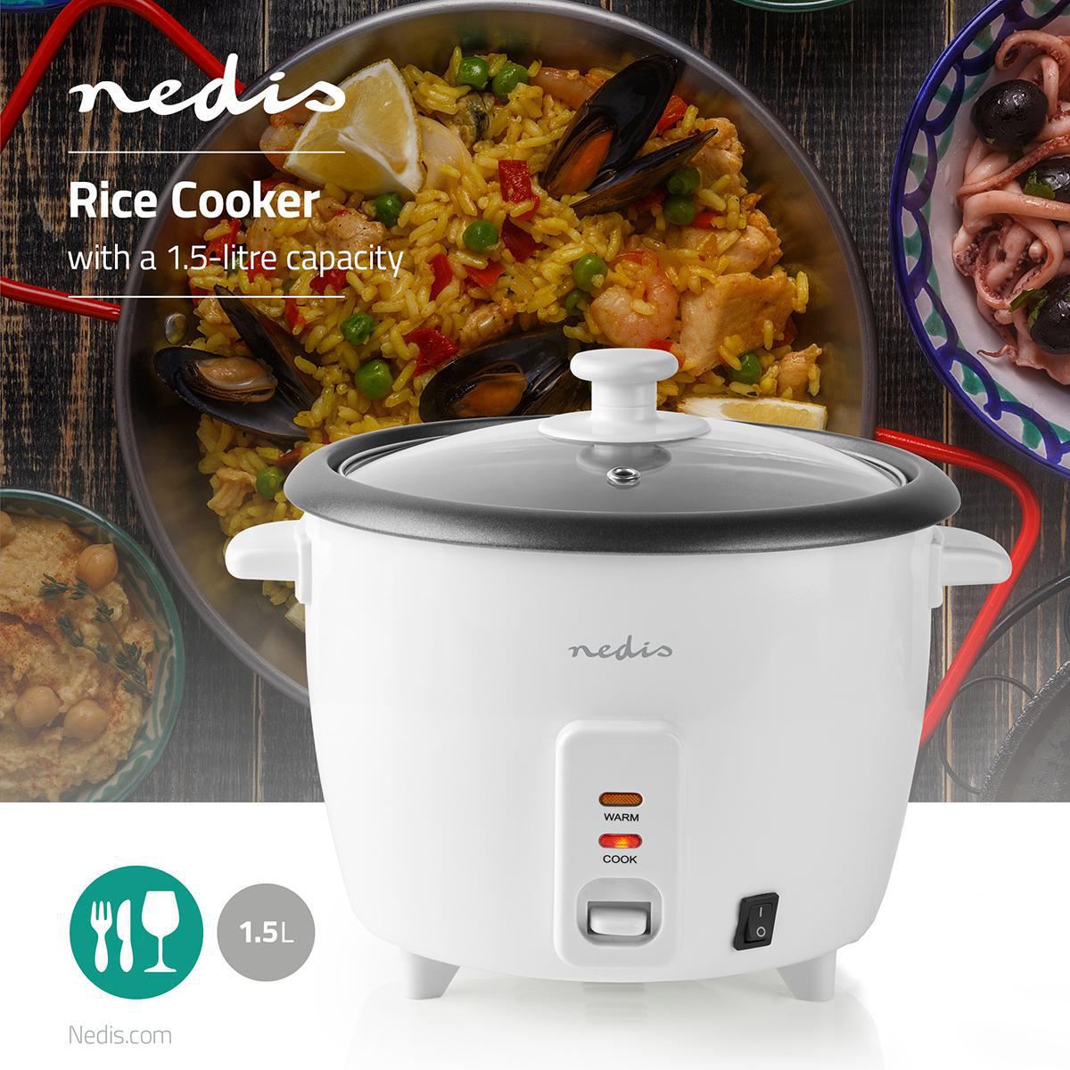 Nedis Rice Cooker 500 Watt 1.5L White