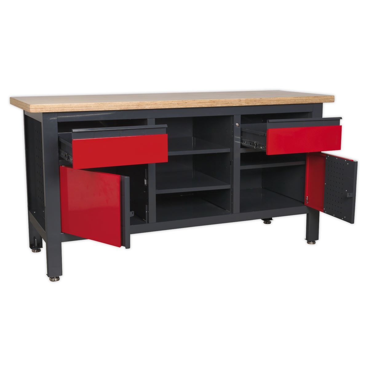 Sealey Workstation with 2 Drawers, 2 Cupboards & Open Storage AP1905A