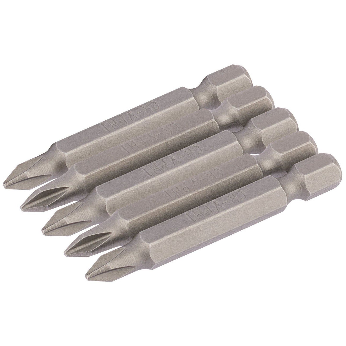 1x Pack Of 5 Draper No. 1 1/4" Hex Cross Slot Insert Bit - 50mm Long - 64287