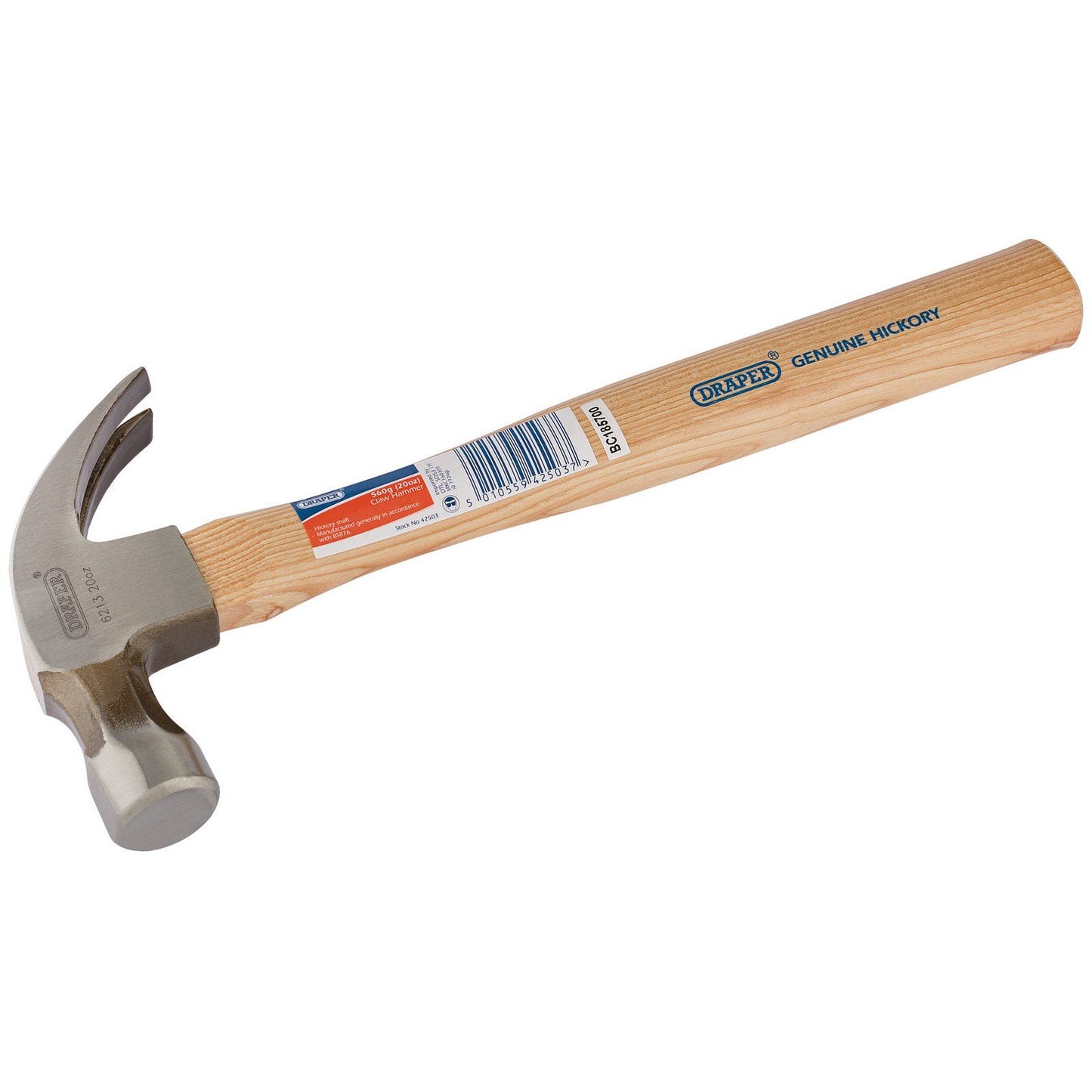 Draper 1x 560G 20oz Hickory Shaft Claw Hammer Professional Tool 42503