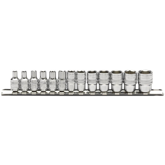 Draper Metric Socket Set on a Metal Rail, 1/4" Sq. Dr. (13 Piece) - 16487