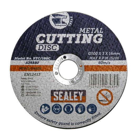 Sealey Cutting Disc 100 x 3mm 16mm Bore PTC/100C