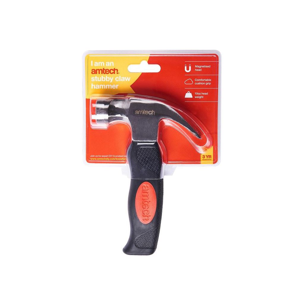 8oz Magnetic Stubby Claw Hammer Nail Holder Forged Head Soft Grip Handle Homediy - A0200B