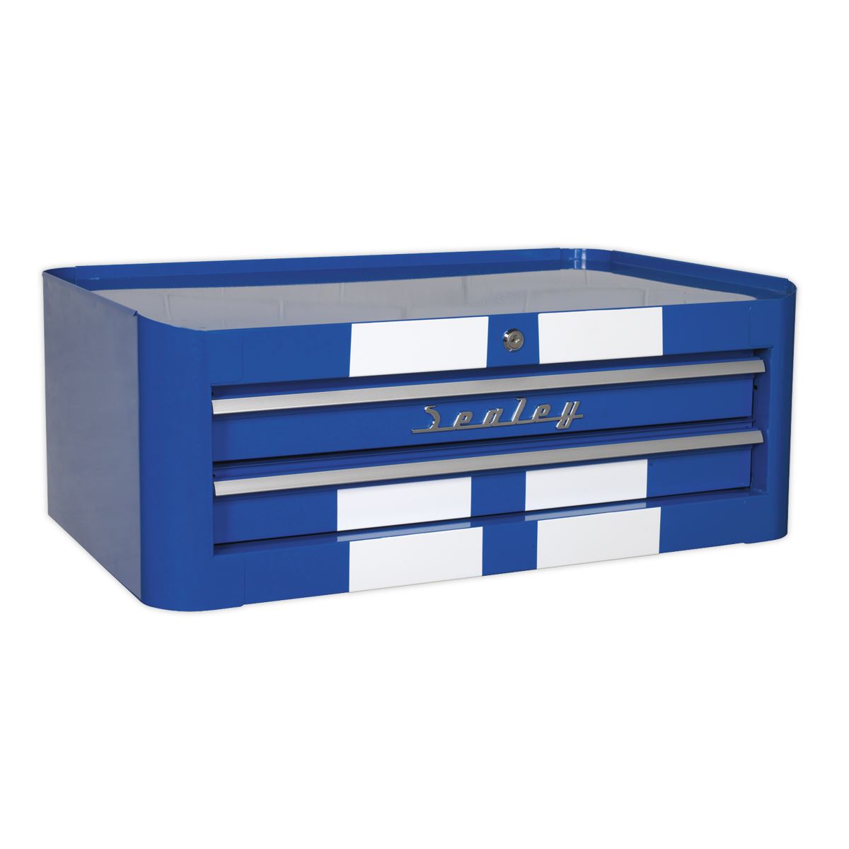 Sealey Mid-Box 2 Drawer Retro Style - Blue with White Stripes AP28102BWS