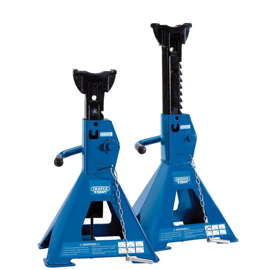 Draper 01813 PAIR OF PNEUMATIC ? SELF RISING ? RATCHETING AXLE STANDS (3 TONNE)