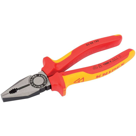 Knipex Knipex 03 08 180UKSBE VDE Fully Insulated Combination Pliers (180mm) - 31918