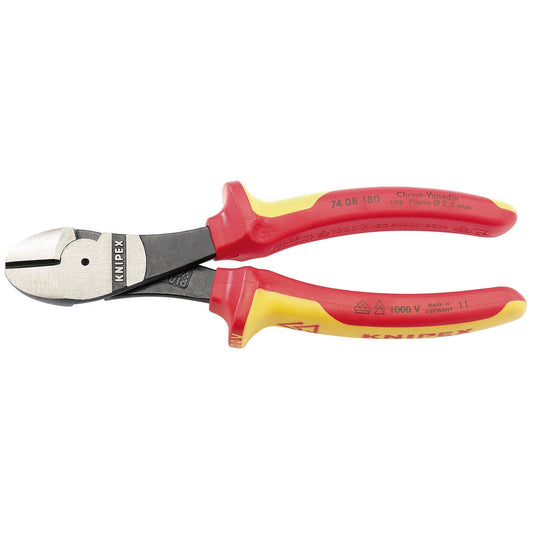 Knipex 74 08 180 VDE Insulated High Leverage Diagonal Side Cutters 180mm 31927