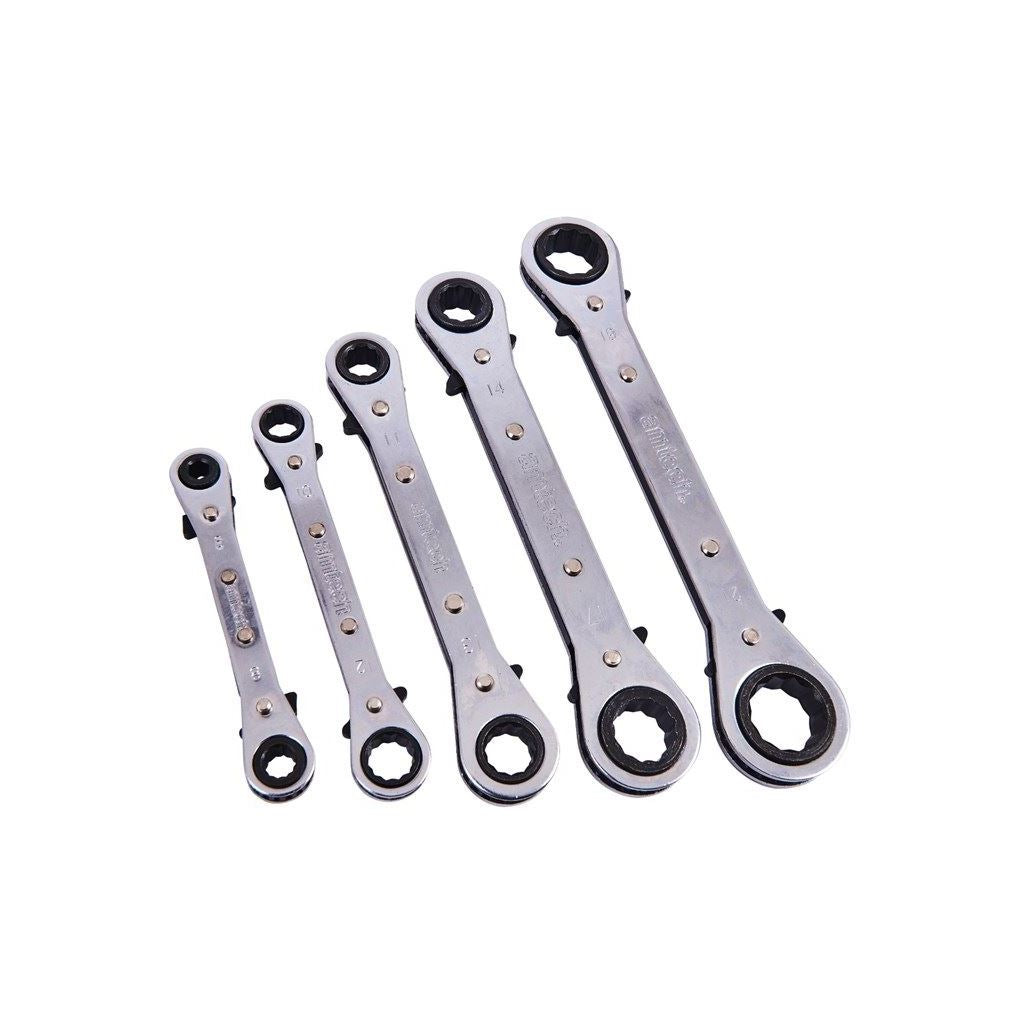 5 Piece Ring Ratchet Spanner Set 6-21mm Diy Tool Wrench Mechanic Garage Imperial - K1500