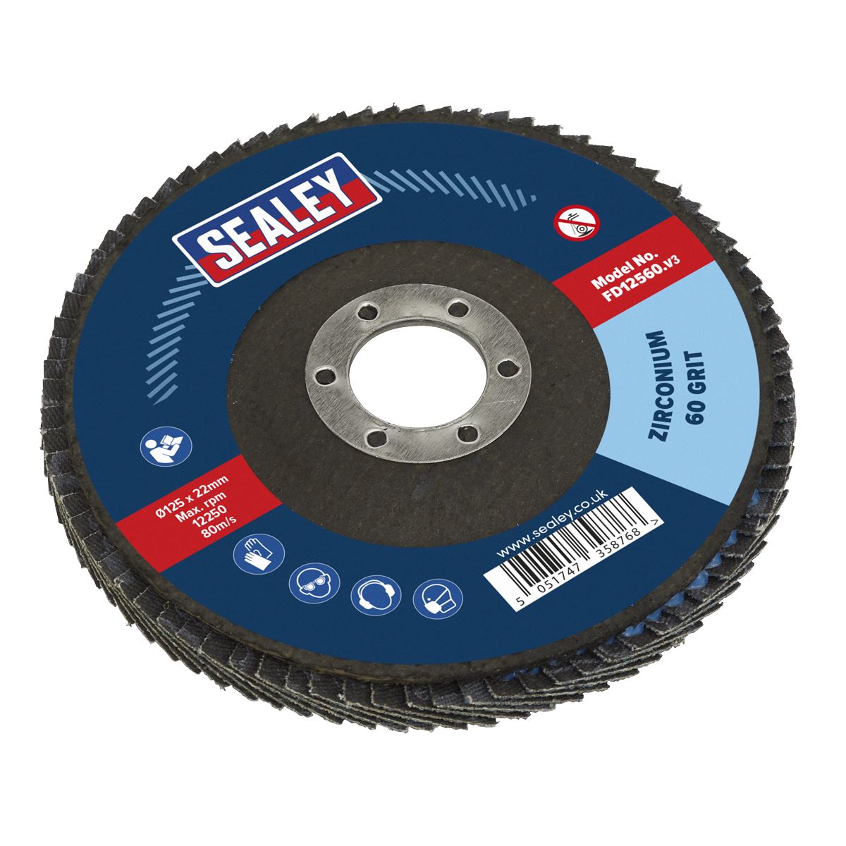 Sealey Flap Disc Zirconium 125mm 22mm Bore 60Grit FD12560