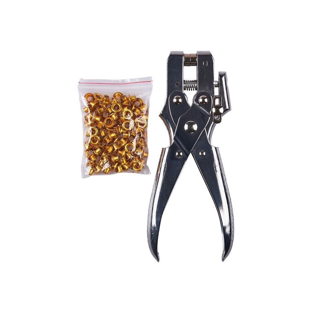 Amtech Heavy Duty Eyelet Plier+Eyelets Make Holes Leather Belts Bags Plastic - B2550