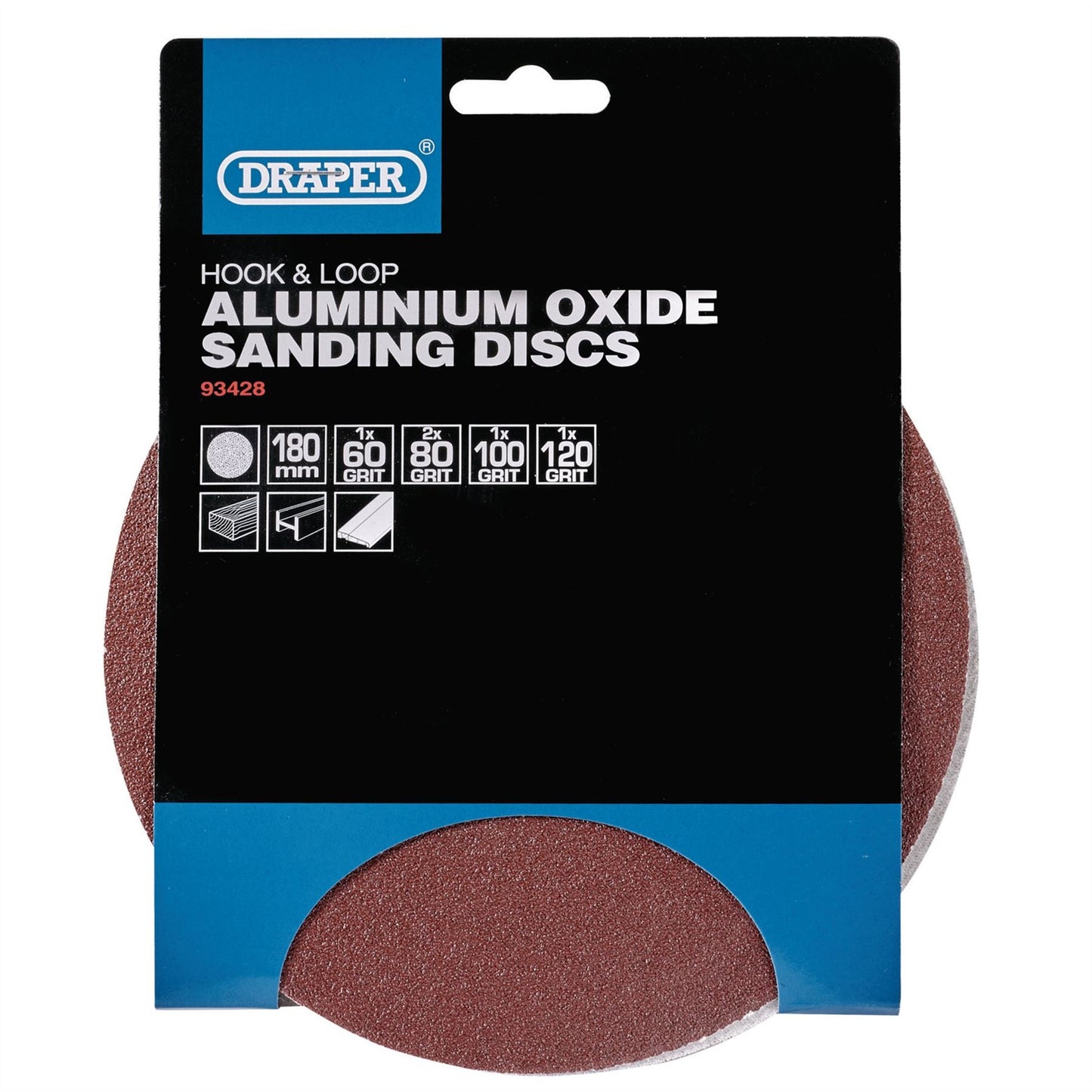 5Pc MIXED GRIT SANDING DISC SET 180mm Circular DIY Filing Orbital Sander Sheets - 93428