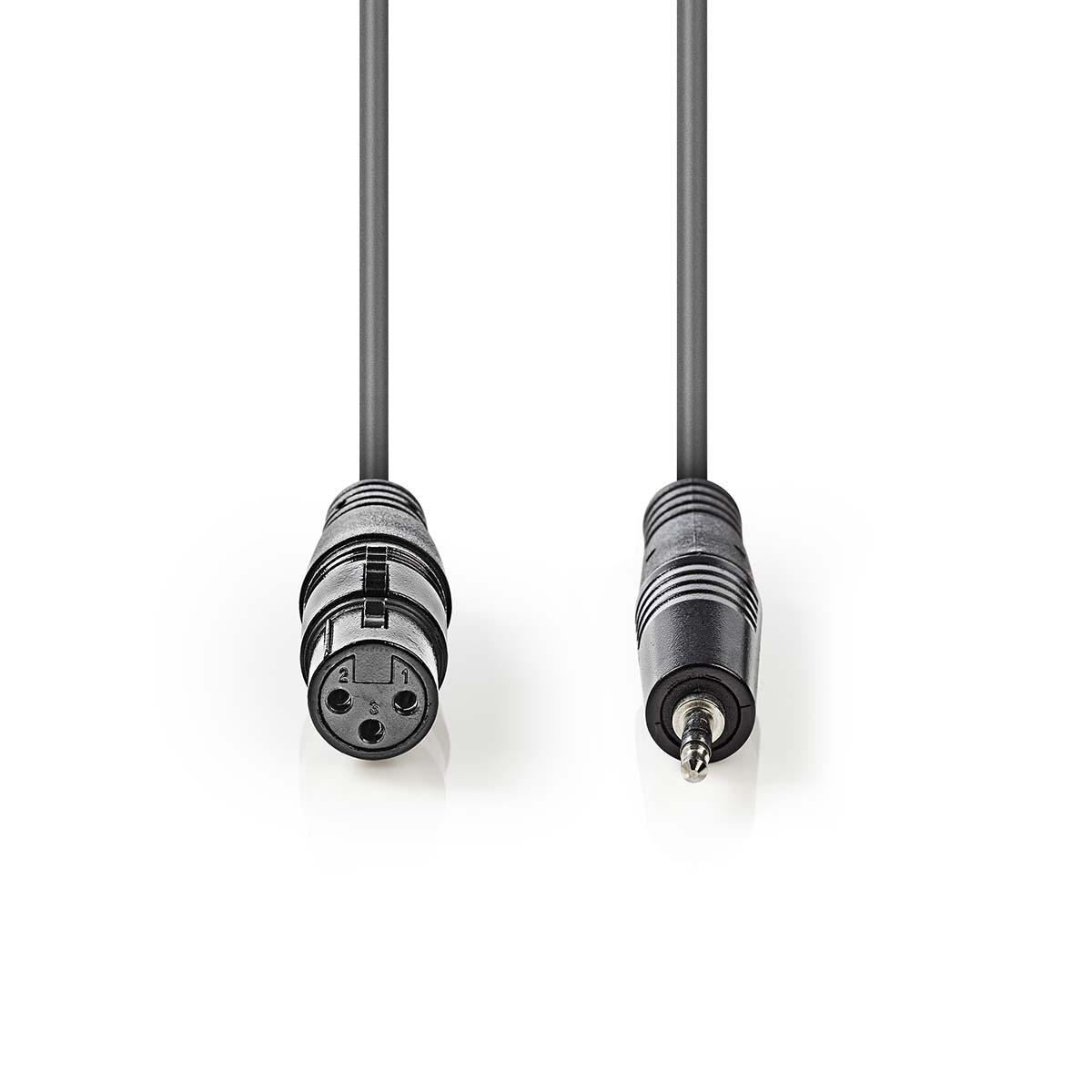 Nedis Balanced XLR Audio Cable XLR 3-Pin Female to 3.5mm Male 1m Grey - COTH15320GY10