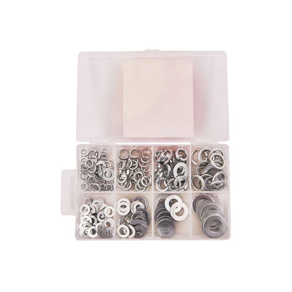 Amtech 200 Piece Steel Assorted Washers Rust Resistant Flat Bolts Screws Repair - S5850