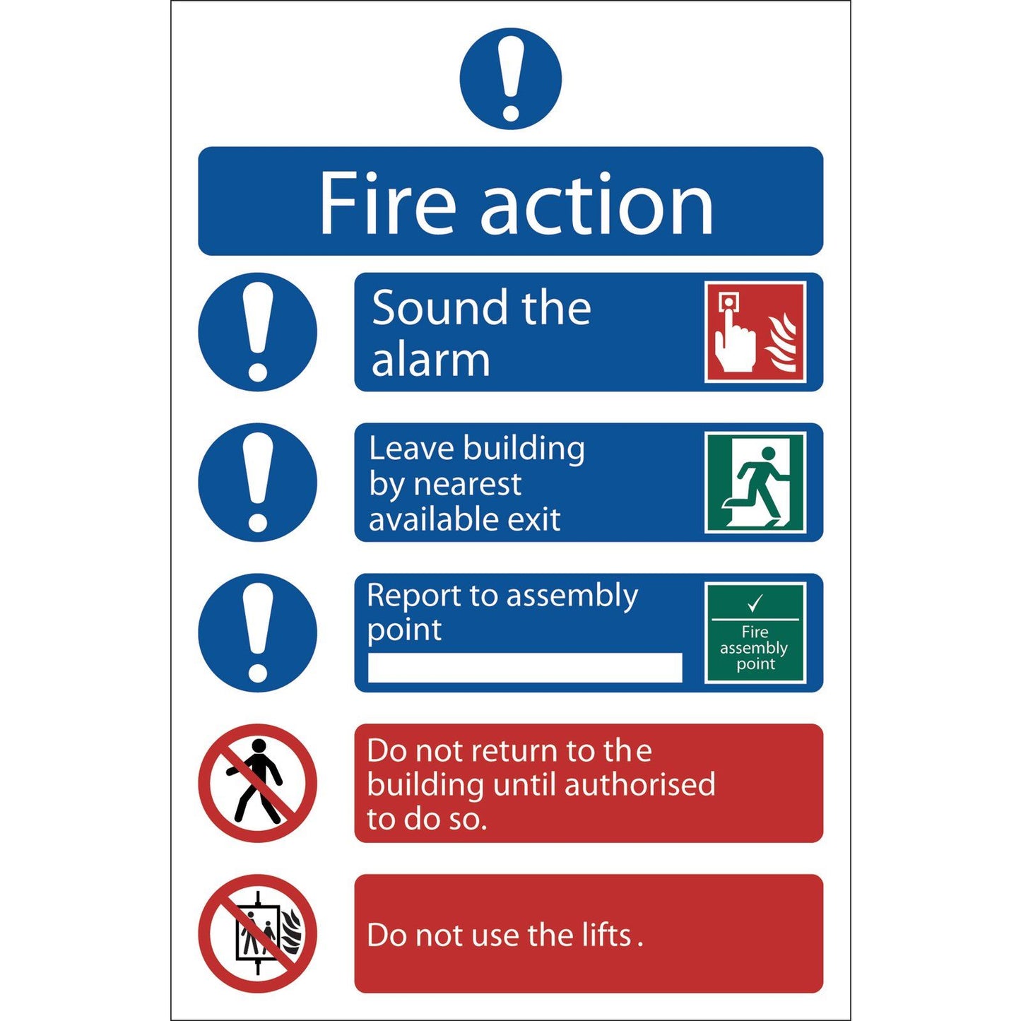 1x Draper Fire Action Procedure Mandatory Sign - 72156