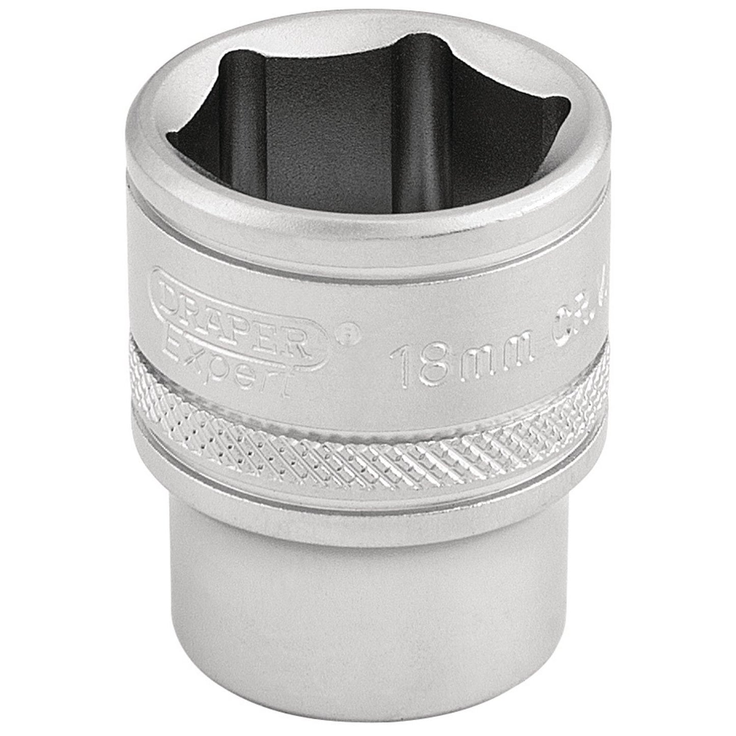 Draper Expert Quality Chrome 3/8" Square Drive 6 Point Metric Socket - 18mm - 16544