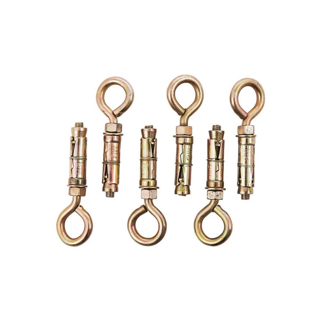 6x 8mm Heavy Duty Closed Hook Eye Bolt Rawl Shield Wall Anchor Expansion Bolts - S5965