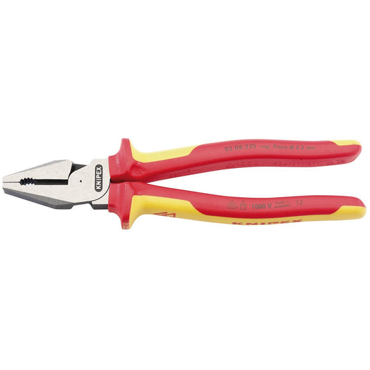 Knipex 02 08 225 VDE Insulated High Leverage Combination Pliers 225mm - 32018