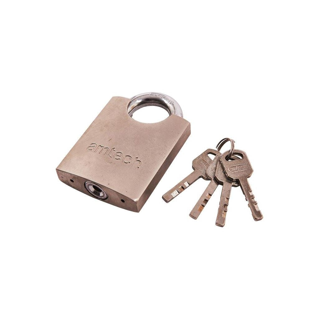 Amtech Heavy Duty Steel 60mm Security Padlock+4 Keys Garage Home Safety Shed - T1630