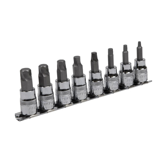 Sealey Hex Socket Bit Set Lock-On 8pc 3/8"Sq Drive Metric AK65601