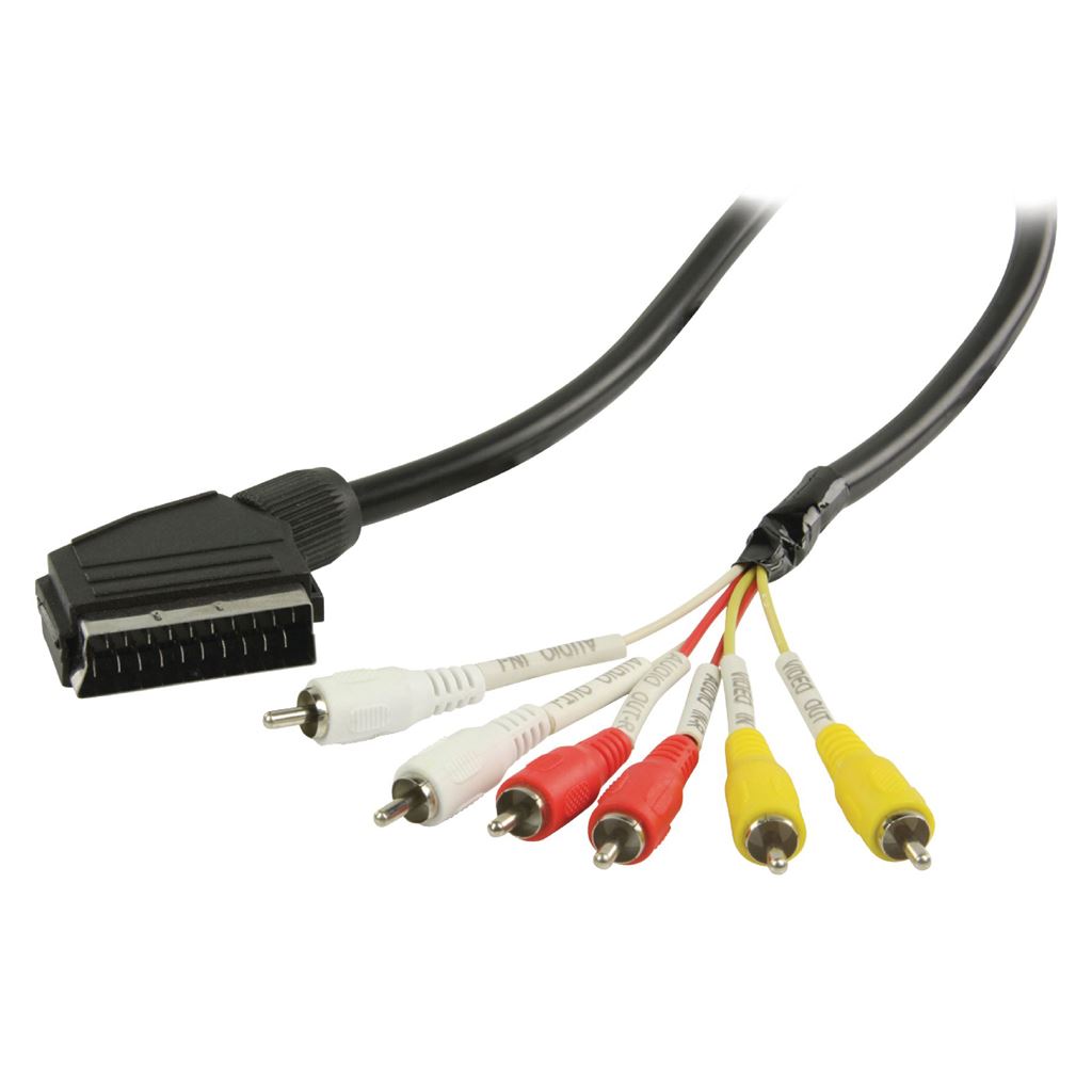 Glaxio SCART to RCA cable SCART male to 6x RCA male 2m black - VLVP31160B20