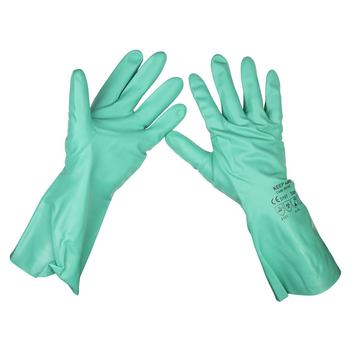 Sealey Nitrile Gauntlets for use with Thinners 355mm Cuffed Pair SSP34