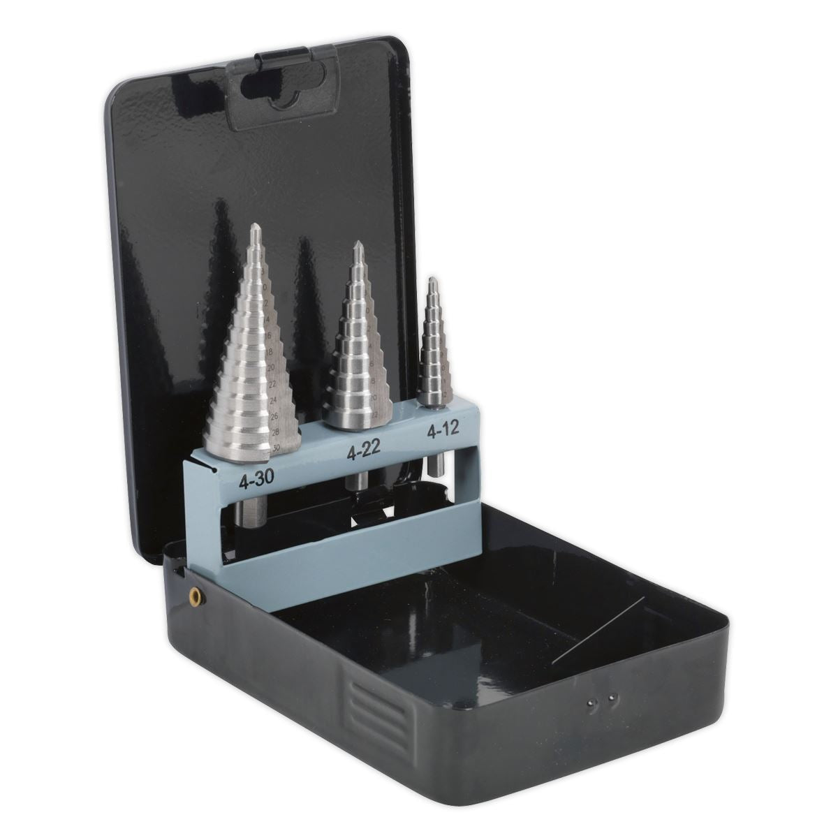 Sealey HSS 4341 Step Drill Bit Set 3pc Double Flute AK4746