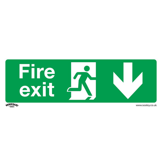 Sealey Safety Sign - Fire Exit (Down) - Rigid Plastic - Pack of 10 SS22P10