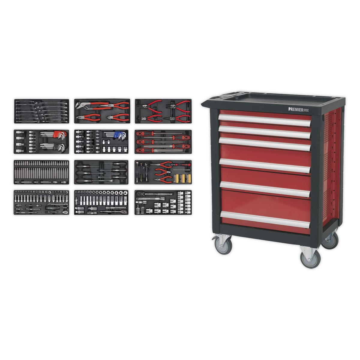 Sealey Rollcab 6 Drawer with Ball-Bearing Slides + 298pc Tool Kit AP2406TBTC01