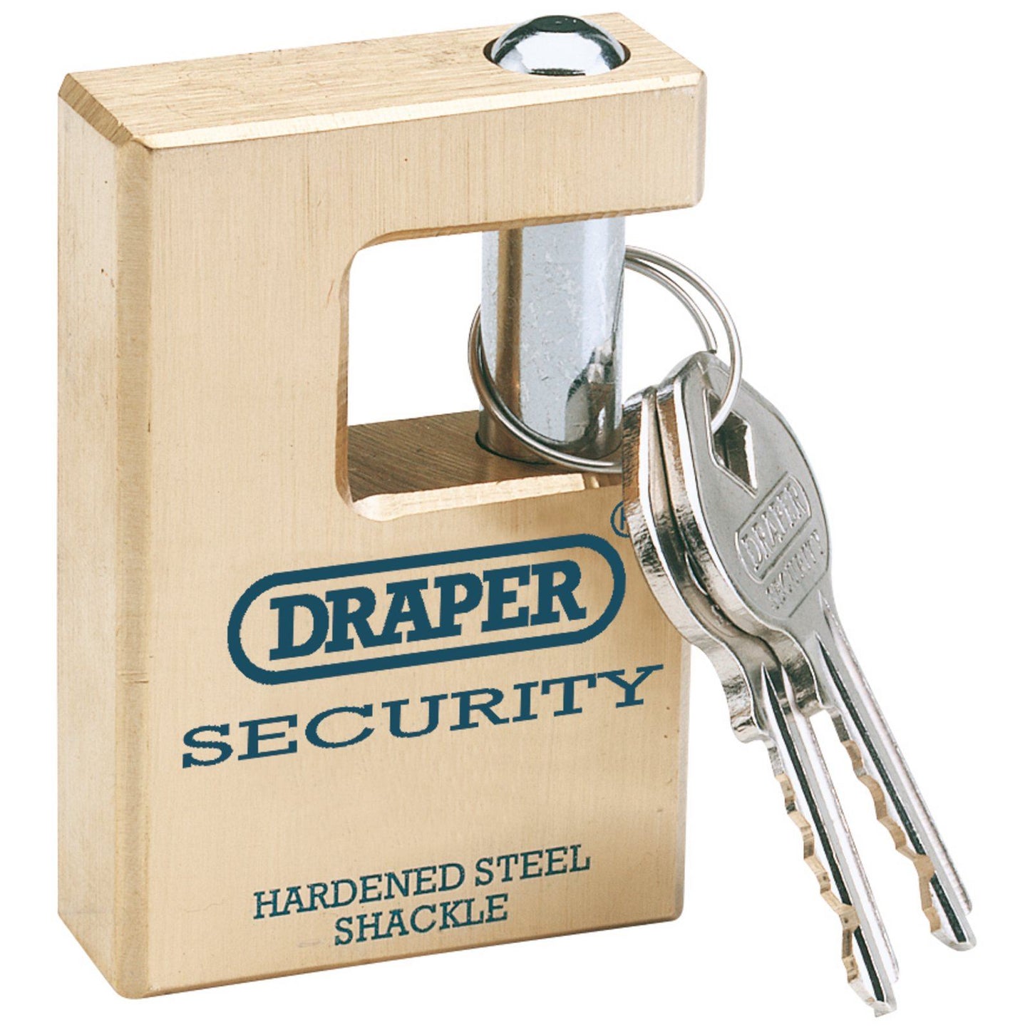 New Draper 63mm Brass Padlock Hardened Pad Shackle Lock - 64201