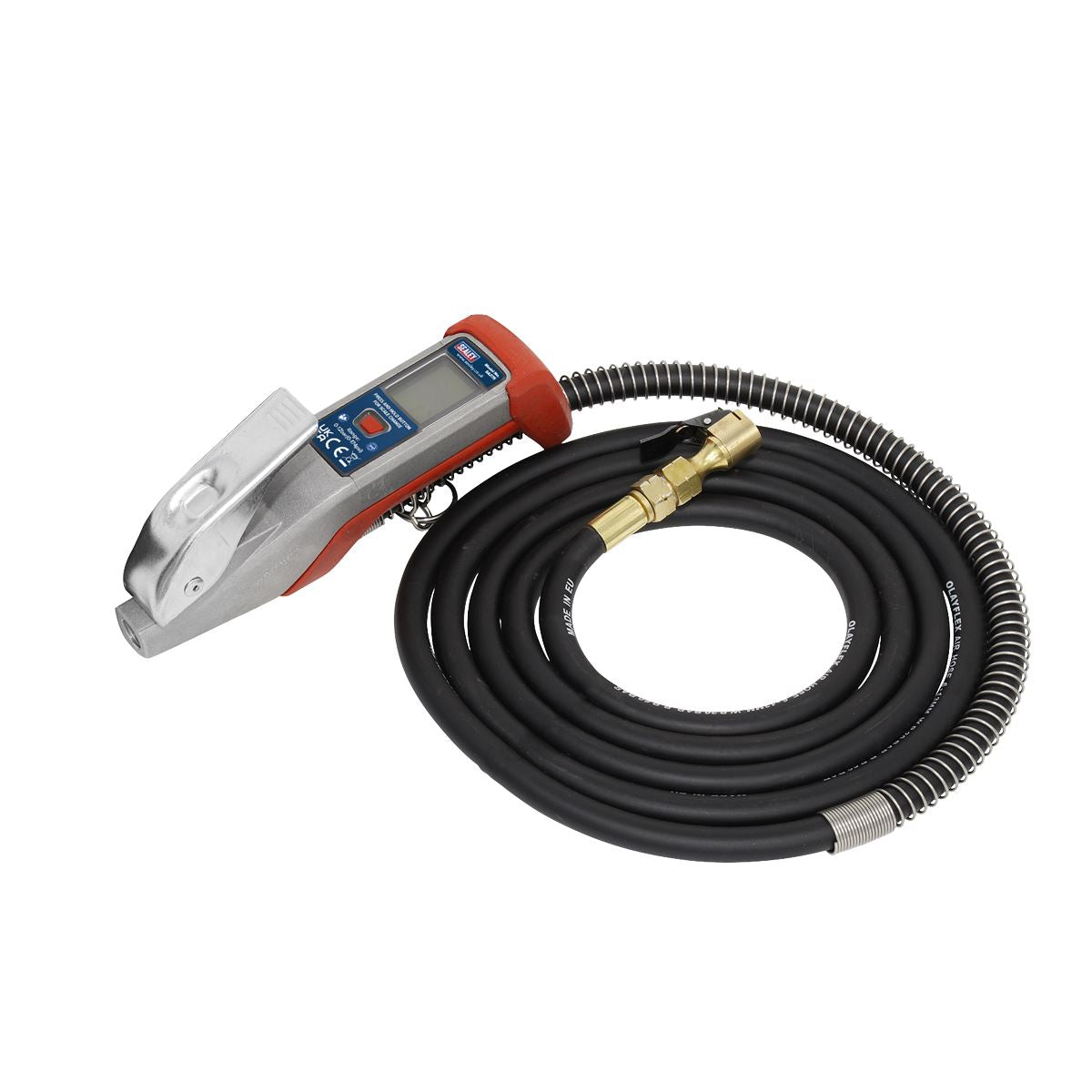 Sealey Digital Tyre Inflator 2.7m Hose with Clip-On Connector SA375