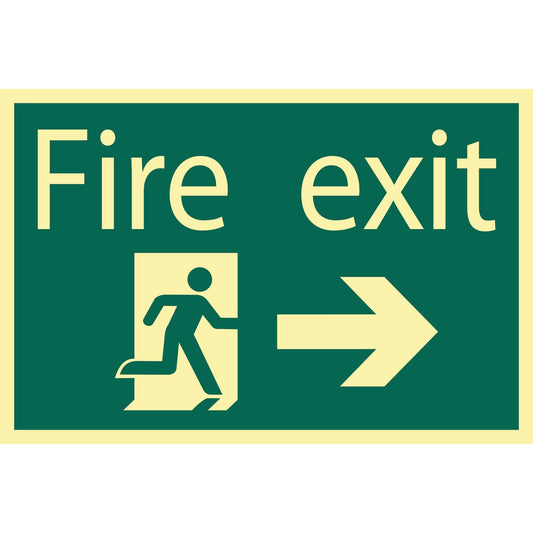 Draper Glow In The Dark Fire Exit Arrow Right Safety Sign -No. 72662