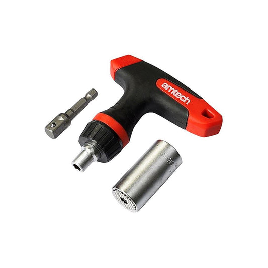 Amtech Ratchet T- Handle With Universal Pin Drive Socket - I6355