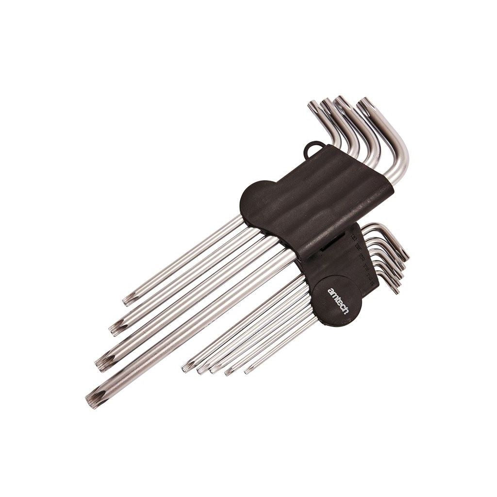 9 Piece Extra Long Offset Torx Key Set Piece Satin Chrome Vanadium Steel Kit - I9126