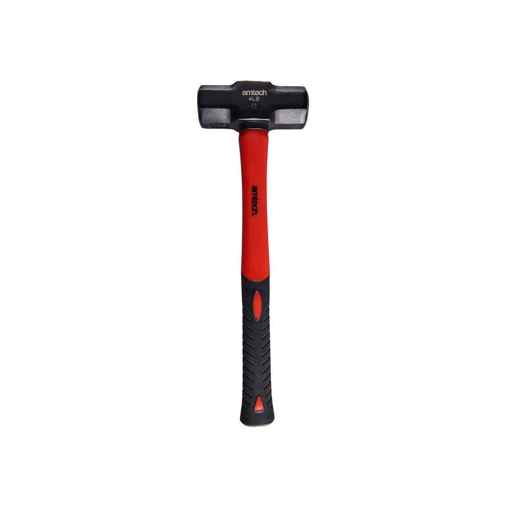 4Lb Fibreglass Sledge Club Lump Hammer Fibre Glass Shaft Rubbergrip Handle 1.8Kg - A2125