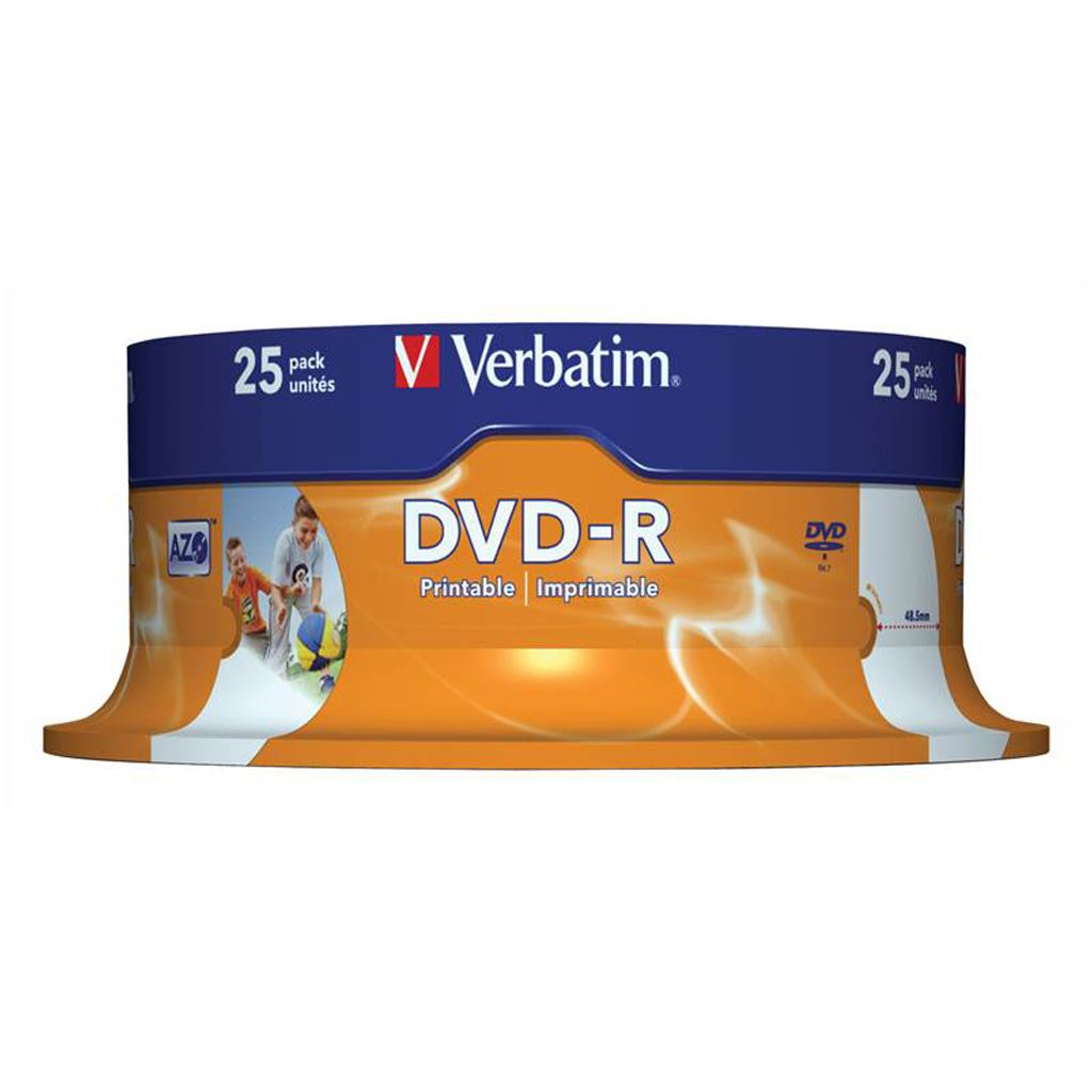 Verbatim DVD-R Wide Inkjet Printable 4.7GB 16x Spindle 25 pcs