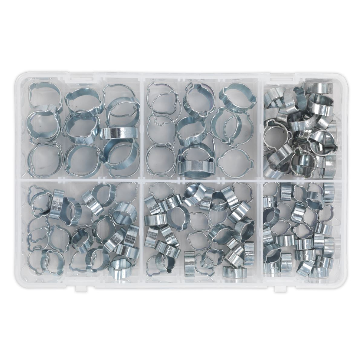 Sealey O-Clip Double Ear Assortment 140pc Zinc Plated AB044DE