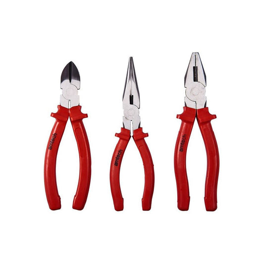 Amtech 3 Piece Superior Pliers Set Heavy Duty Combination Long Nose Wire Cutters - B0850