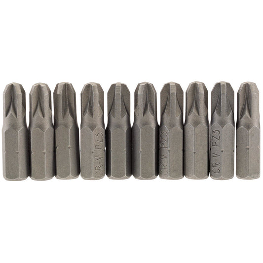 1x Pack Of 10 Draper No. 3 1/4" Hex PZ Type Insert Bit - 25mm Long - 64057