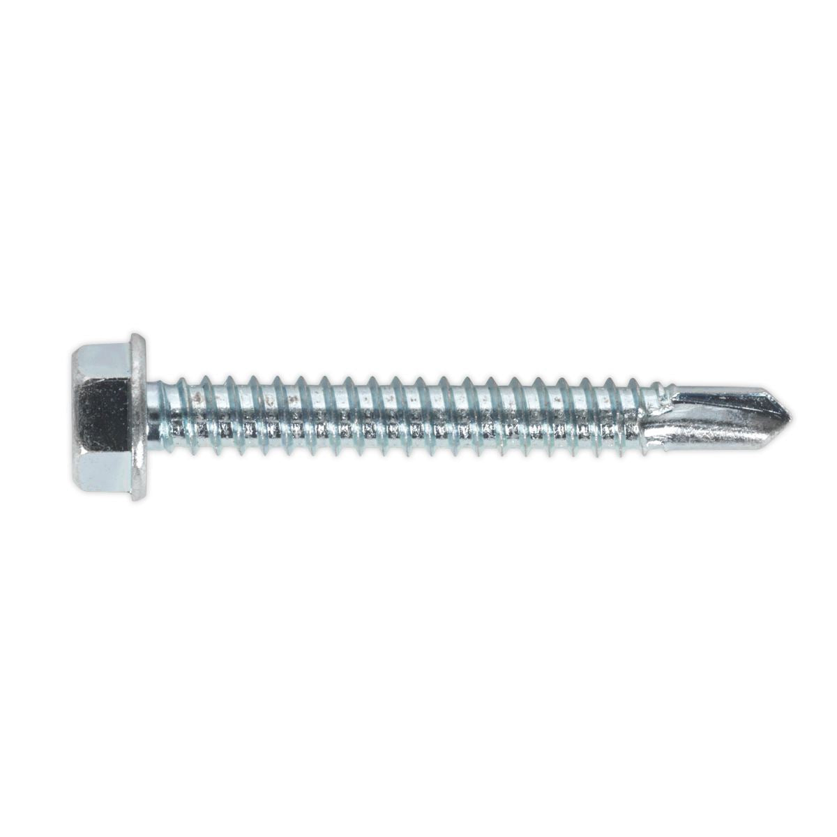 Sealey Self Drilling Screw 6.3 x 50mm Hex Head Zinc Pack of 100 SDHX6350