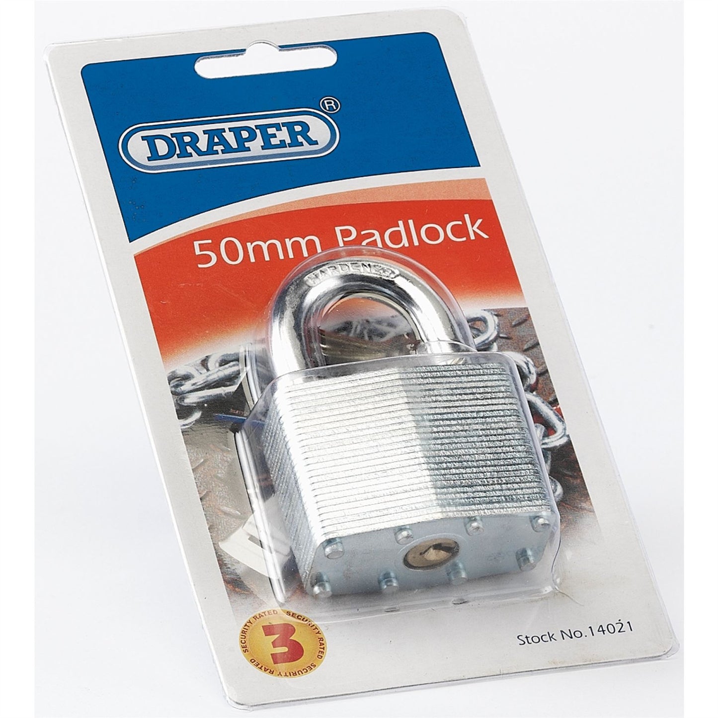 Draper 1x 50mm Laminated Steel Padlock Garage Professional Standard Tool 14021