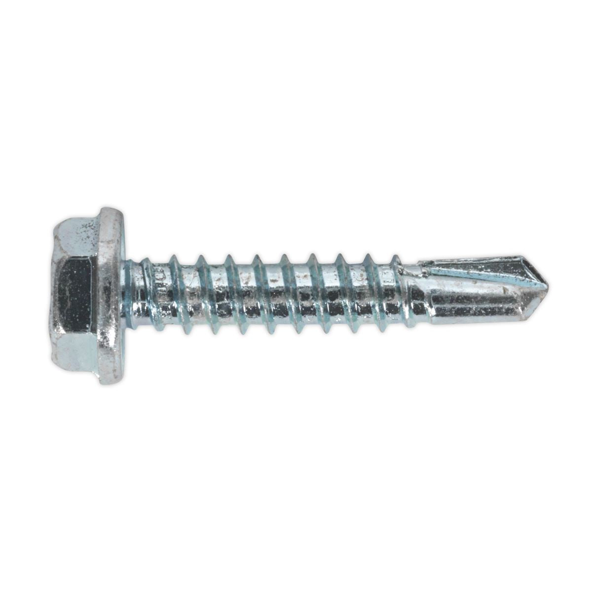 Sealey Self Drilling Screw 4.8 x 25mm Hex Head Zinc Pack of 100 SDHX4825